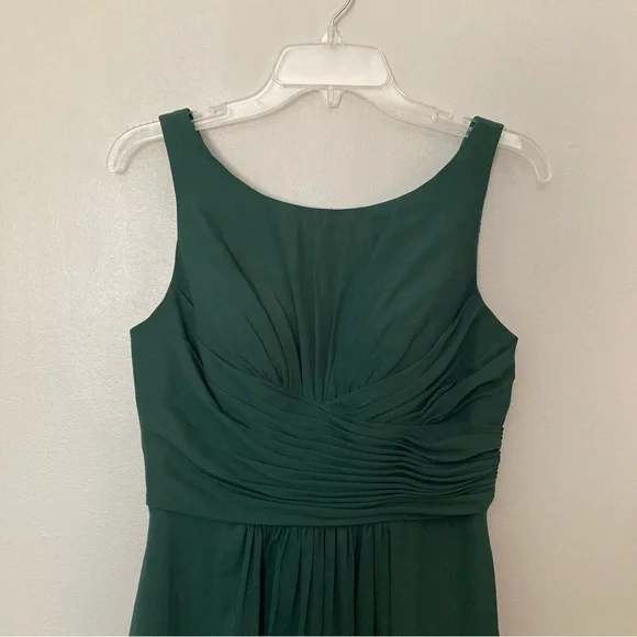 JJ’s House A-Line Boatneck Floor-Length Chiffon Bridesmaids Dress with Ruffle - Picture 6 of 14